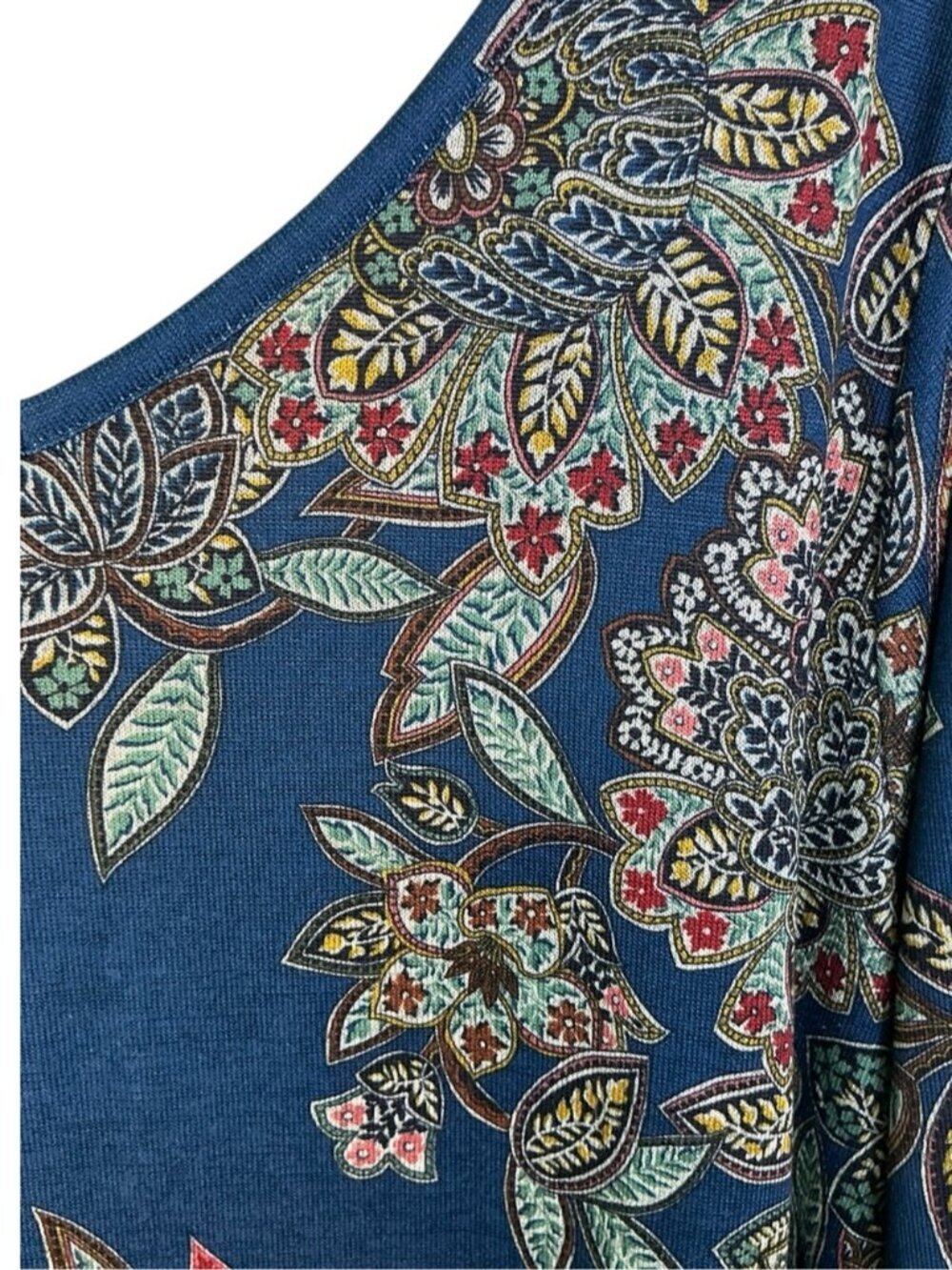 Banks Artistic Top Asymmetrical Tunic Boho V Neck 3/4 Sleeve Blue Women Plus 1X - Picture 9 of 13